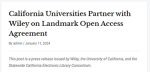 California Universities Collaborate with Wiley on Pioneering Open Access Deal
