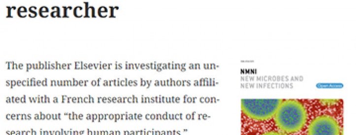 ELSEVIER INVESTIGATING ARTICLES LINKED TO CONTROVERSIAL FRENCH RESEARCHER