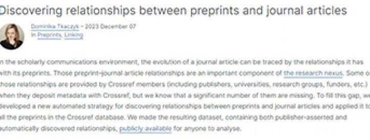 DISCOVERING RELATIONSHIPS BETWEEN PREPRINTS AND JOURNAL ARTICLES